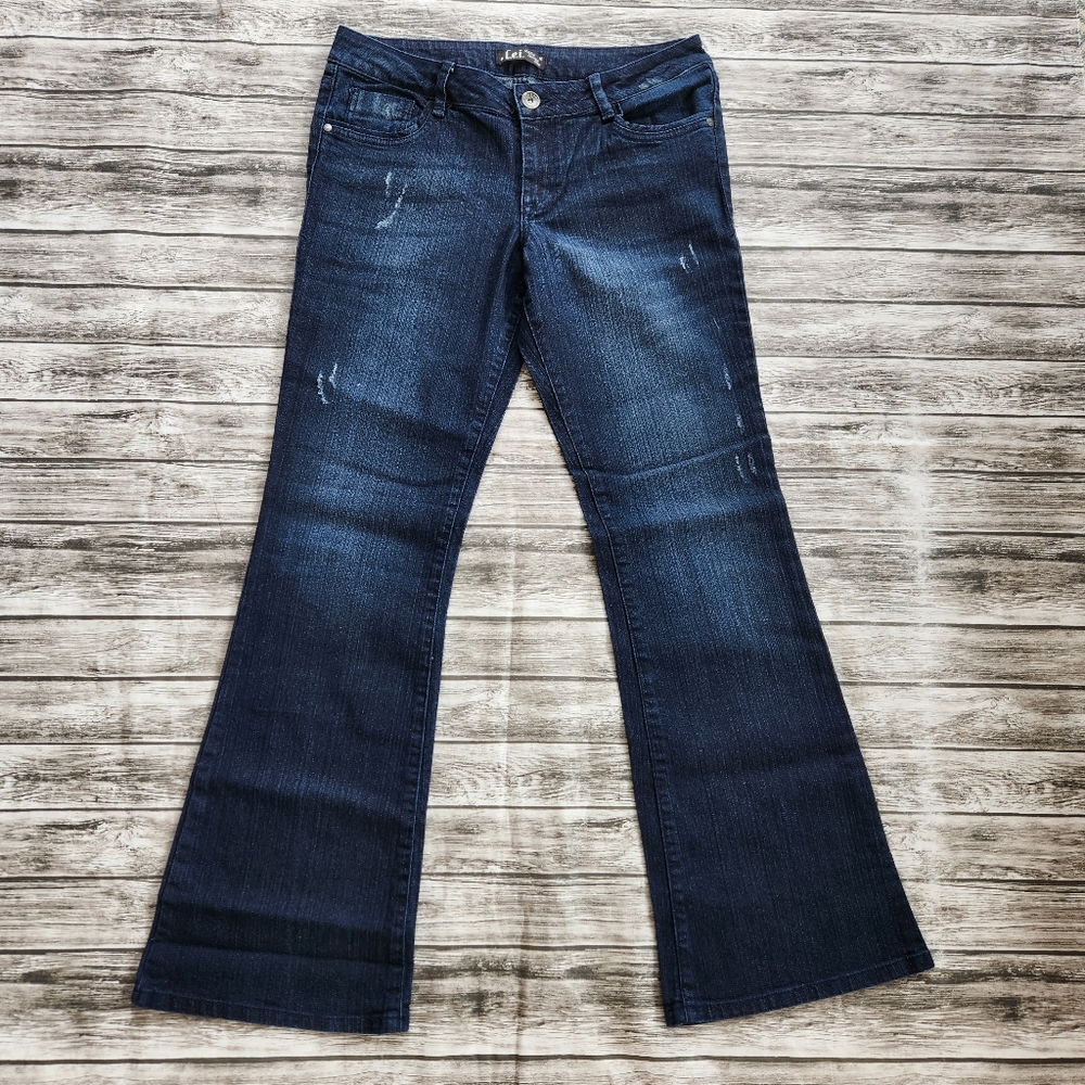 LEI dark wash flare jeans
